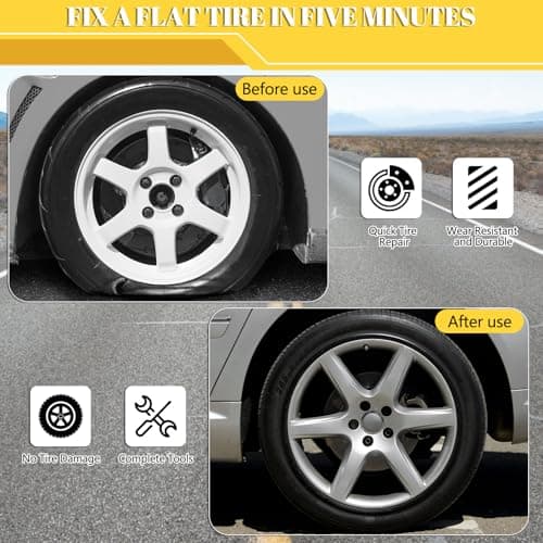 Kit Réparation Pneu, Kits de réparation de pneus, Kit Réparation Pneu Voiture, Kit Réparation Pneu Tubeless, Kit de réparation, pour Voitures, Motos, Camions, VTT, Tracteurs, Camping-Cars, SUV, Jeep