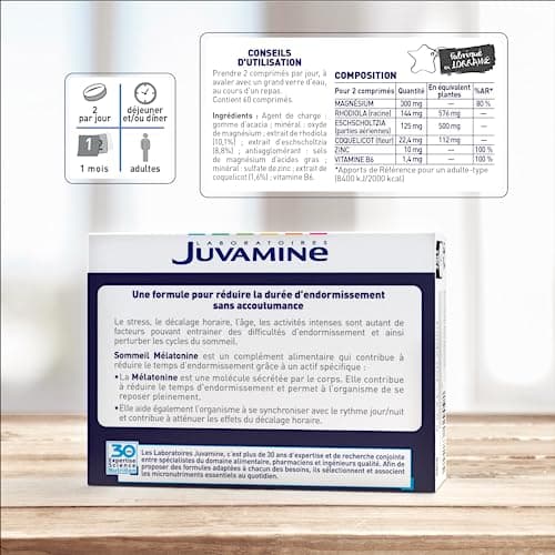 JUVAMINE - Sérénité - Équilibre Nerveux - Favorise La Relaxation et La Détente - A Base de Plantes et Minéraux - Magnésium, Vitamine B6, Rhodiola - 60 Comprimés - Fabriqué en France