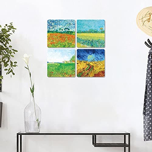 Giallobus - 4 carrés Multi-Panneaux - Vincent Van Gogh - Les Plus Belles œuvres de Van Gogh - Collection 4 - Bois MDF - 29,7x29,7 - x 4 pièces