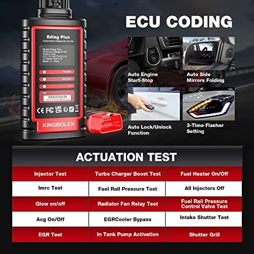 KINGBOLEN Ediag Plus Valise Diagnostic Auto, OBD-II Diagnostic français pour 15 Services Systèmes Complets, Can-FD, Auto-Vin, Codage ECU & Test Actif, pour iOS et Android Mobiles