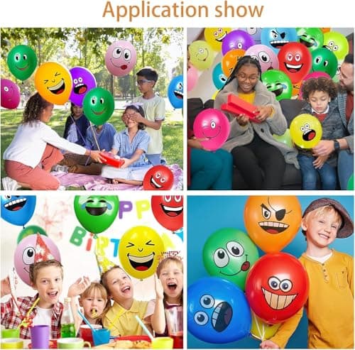 20/50/100/200 Ballons en Latex Série Émotion, 12 Pouces Ballons Smiley de Fête de Couleurs, Emoticones Amusant Ballon Mignon Visage de Souriant, Ballons pour Enfant Fête d'Anniversaire Cérémonie(100)