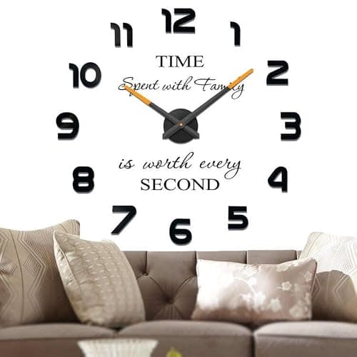 Vangold Pendule Murale 3D Géante au Design Moderne Horloge Murale pour La Chambre Cuisine Bureau Hôtel Cadeau