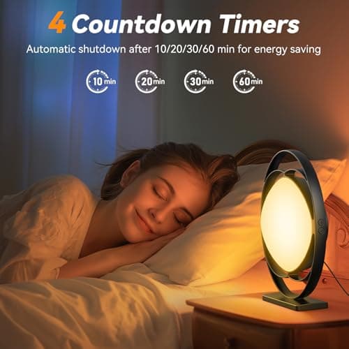 Lampe lumière du jour, lampe de luminothérapie 10000 Lux sans UV,lumière du jour avec 3 températures de couleur,4 minuteries,5 intensités lumineuses réglables,lampe solaire fonction mémoire(Noir)