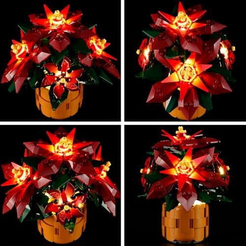 BRIKSMAX Kit d'éclairage 2.0 pour Lego Poinsettia – Éclairage LED innovant compatible avec les icônes Lego 10370 – Kit Lego non inclus