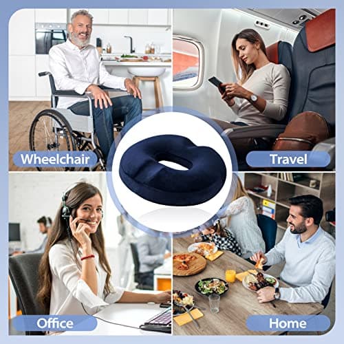 LITSPOT Donut Cushion Orthopedic Ring Memory Foam pour Le Soulagement des Hémorroïdes et Coussin Coccyx Pain Post Natal pour Fauteuil Roulant Siège de Voiture Bureau Extérieur