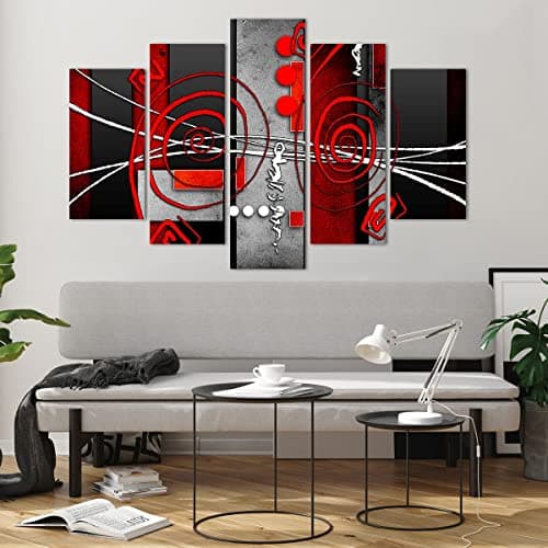 Moderne Impression sur Verre 150x100cm Image Tableau en Verre Decoration Murale Graphique figures géométriques cercle Grand XXL Tableaux Decoratifs Triptyque 5 parties Deco Salon Art GEA150x100-0599