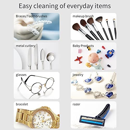 Nettoyeur de Bijoux à Ultrasons, Nettoyeur à Ultrasons, Machine de Nettoyage à Ultrasons Professionnelle pour Bijoux Bagues Montres Lunettes Rasoirs Pièces de Monnaie
