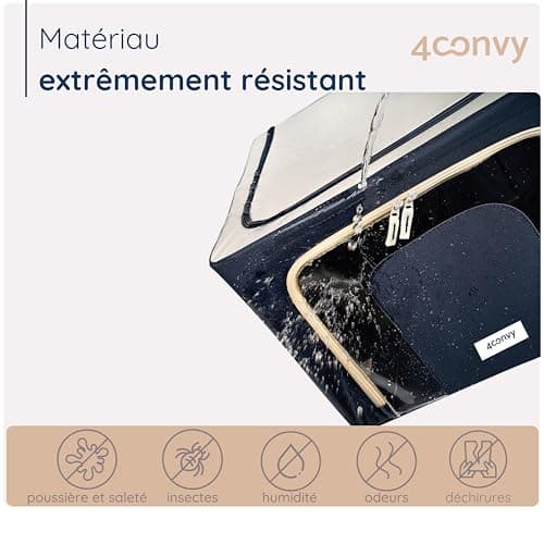 4CONVY Sac de Rangement Vêtements avec Fermeture Éclair - [2024 MATÉRIAU AMÉLIORÉ] Housse de Rangement pour Couette, Draps - Stable – Boîtes de Rangement Vêtements Empilables - 2x66L