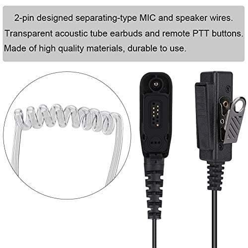 Diyeeni Kit De Surveillance Audio,Oreillettes Clear Acoustic Tube De 0,9 m à 2 Broches Covert PTT avec Micro IntégréPour Motorola Radio Security,Écouteur Écouteur PTT Talkie-Walkie