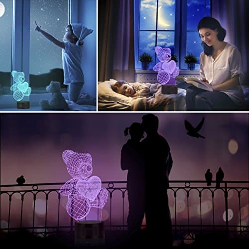 YTDZLTD 3D Aigle Nuit Lampe 16 Couleurs Changeantes Puissance USB Télécommande Contact Switch Lampe Décorative Illusion Optique LED Lampe de Table Anniversaire Noël Cadeau Enfants Jouets