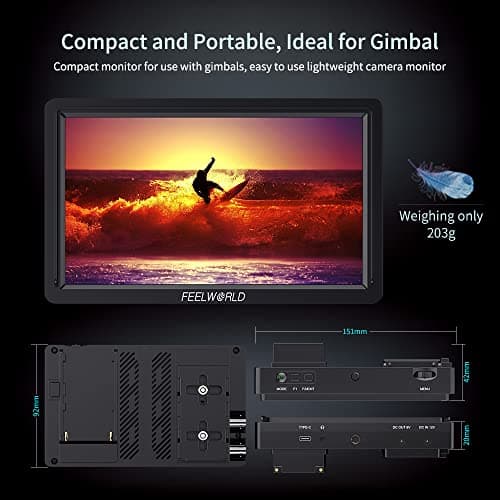 FEELWORLD FW568S caméra DSLR de 6 Pouces avec Le Signal 3G SDI 3DLUT Full HD 1920x1080 IPS F970 Alimentation Externe et Kit d’Installation