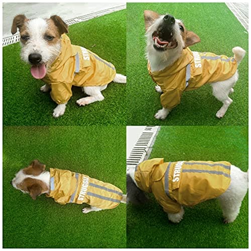 PETCUTE Imperméable pour Chien Manteau Chien Impermeable vec Capuche et Bandes Réfléchissantes pour Petit Moyen Gros Chiens avec Trou de Harnais