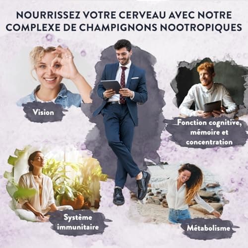Lions Mane 18000mg 30:1 avec Cordyceps Sinensis, Reishi Ganoderma et Zinc | Criniere de Lion Champignon Hericium Erinaceus Nootropique Puissant Memoire et Concentration Mushroom Complex - 120 Gelules