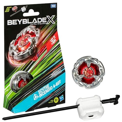Beyblade X, Starter Pack Scythe Incendio 4-60T avec Toupie de Compétition et Lanceur, Jouets pour Enfants à Partir de 8 Ans, pour Garçons et Filles, Cadeaux de Noël