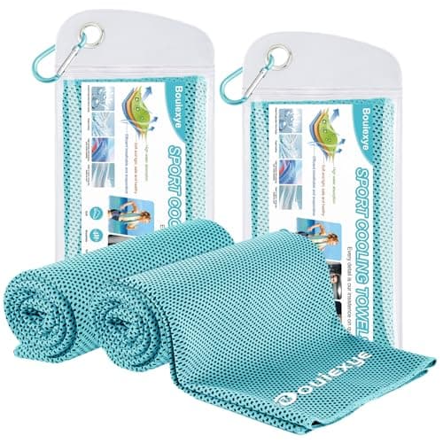 Bouiexye Lot de 2 serviettes rafraîchissantes 100 x 30 cm Bleu mer Serviette rafraîchissante en microfibre Serviette de refroidissement instantanée pour le sport, le fitness, le yoga, les voyages, la