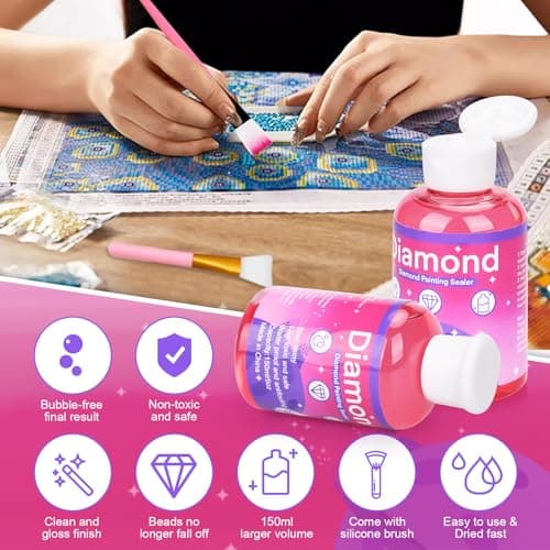 Scellant pour Peinture Diamant Conserve,450ML Colle,Diamond Painting Accessoires,pour Fixer et Sceller les Kit Diamond Painting son éclat pour toujours