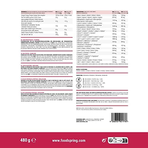 foodspring Clear Whey, Mojito Framboise, 480g, Shake protéiné léger et rafraîchissant de Whey Isolate premium.