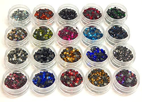 Hotfix Lot de 20 strass thermocollants en verre avec boîte de rangement et strass, 3,6mm ~ 4mm SS16