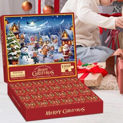 Puzzle Calendrier de l'Avent 2024,Puzzle Calendrier de l'Avent - Puzzle du compte à rebours en classe - Puzzles de calendrier de Noël, puzzle de calendrier de compte à rebours de Noël pour les