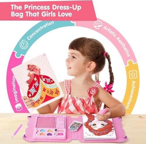 COCO&Friends Jouet Fille 5 6 7 ans Diamond Painting Enfant avec Foil Stickers, Activites Manuelles pour Enfants Princesse Habiller Livre de Coloriage, Cadeau Fille 5 6 7 ans Anniversaire Noël