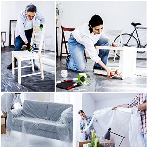 ARVO Lot de 6 grandes feuilles anti-poussière en plastique pour peinture, meubles, sols 3,6 x 2,7 m
