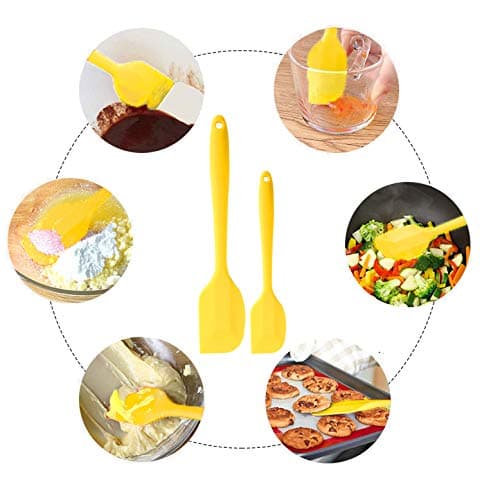 ANGGREK Silicone Spatula Set Long Handle Silicone Scraper for Butter Cake Cooking Tool Kitchenware, Non Stick (Red)