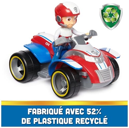 Paw Patrol - Pat Patrouille - VÉHICULE FIGURINE RYDER - Voiture 15cm Figurine Pat Patrouille À Collectionner - Pat Patrouille Jouet - Jouet Plastique Recyclé- Voiture Enfant - Jouet Enfant 3 Ans Et +