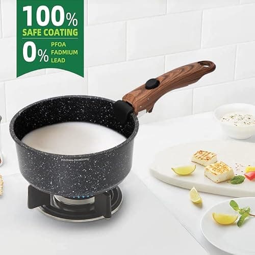 Kitchen Academy Lot de 10 Casseroles et Poêles, Poêle à Frire 20 cm/25 cm, Casserole 18 cm, Induction, Poignée Amovible, Revêtement Antiadhésif, Noir