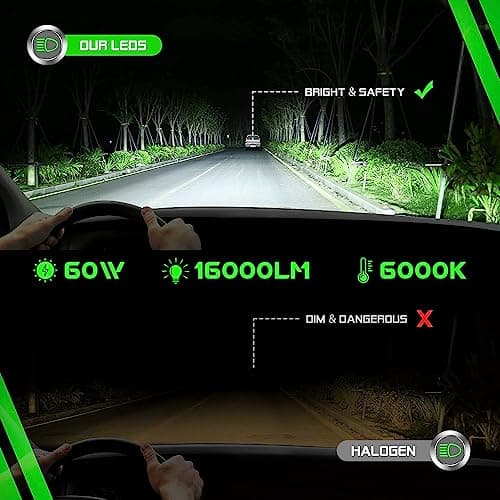 Sidaqi H7 Ampoule LED Voiture 6000K Blanc 60W 16000LM Tout-en-Un H7 Kit de Conversion de Phare de Voiture de Remplacement pour phares de Jour Feux antibrouillard 12V (Lot de 2)