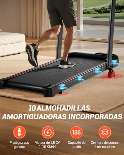 UMAY Tapis de Course Pliable Inclinable 15%, Tapis de Marche Inclinable 6 en 1 avec Moteur Silencieux, Walking Pad Charge Max 136KG