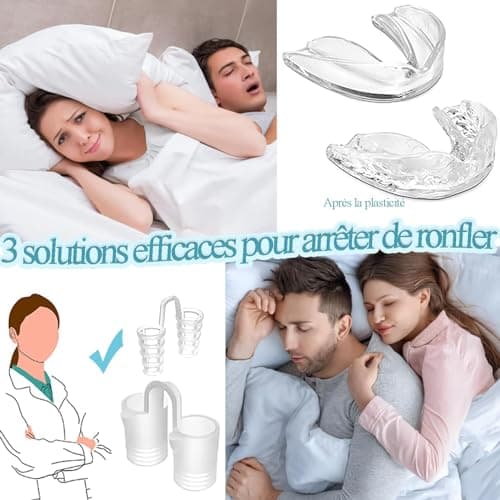 Appareil Dentaire Anti Ronflement,GouttièRe Dentaire+8dilatateur Nasal,Anti Ronflement Efficace,ProtèGe-Dents SûR,Inodore Et Doux,Sommeil Bruxisme,Agit Sur Les Causes D’Un Mauvais Sommeil