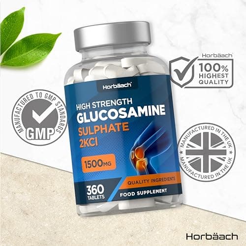 Glucosamine Sulfate 1500mg 2KCl | 360 Comprimés | Complément Alimentaire à Haute Dose | Glucosamine Sulphate Supplement | par Horbaach
