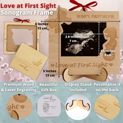 Heart's Sign Cadre échographique « Love at First Sight » | Cadeau pour future maman et maman enceinte | Cadres photo sonogramme | Cadeau pour nouvelle maman pour femme
