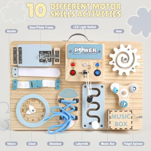 Joyreal LED Busy Board Montessori - Planche Tableau Activité Montessori 1 2 3 Ans Sensoriel Parcours Motricité Bébé Jeux Educatif Jouet Enfant pour Garcon Fille