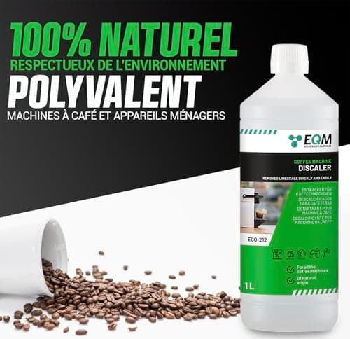 EQM - ECO-212 - Détartrant pour machine à café - 1L - 100% d'origine naturelle - Compatible avec toutes les machines à café