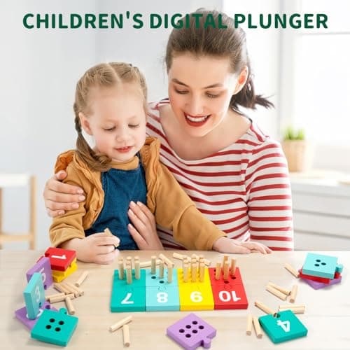 Wisplye Montessori Jouets en Bois, Mathématique Tableau Jeu des Chiffres, Planche Empilage Éducatif, Apprends à Compter, Jouets d'activité et de Développement, Jeux Enfant 3 4 5 6 Ans Garçon Fille