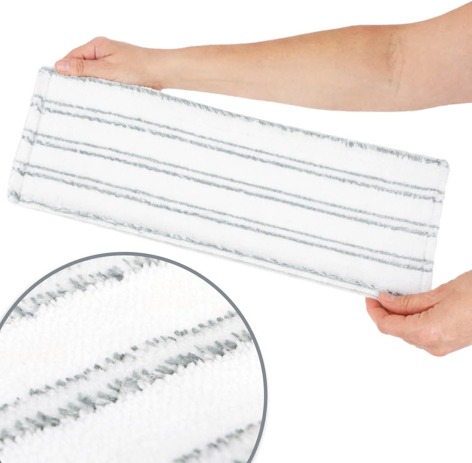 COM-FOUR® Lot de 2 Housses en Microfibre, Pad pour Balai de 42 cm, Couvre-serpillère pour Tous Types de sols, Lavable en Machine à 60 degrés, Chiffon Durable (2 pièces - Blanc/Gris)