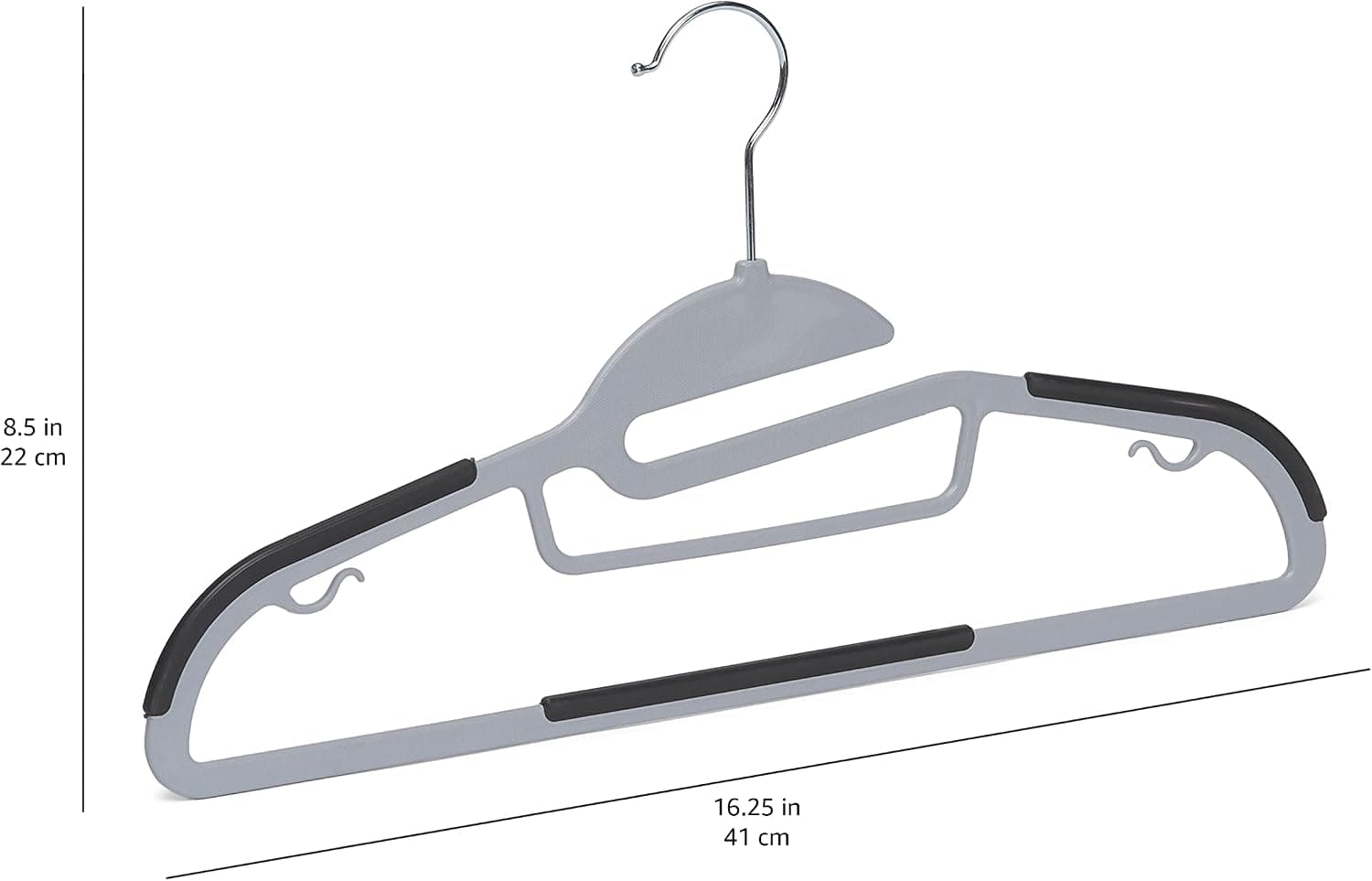 Amazon Basics Cintres en plastique enduit de caoutchouc, 50 pièces, gris