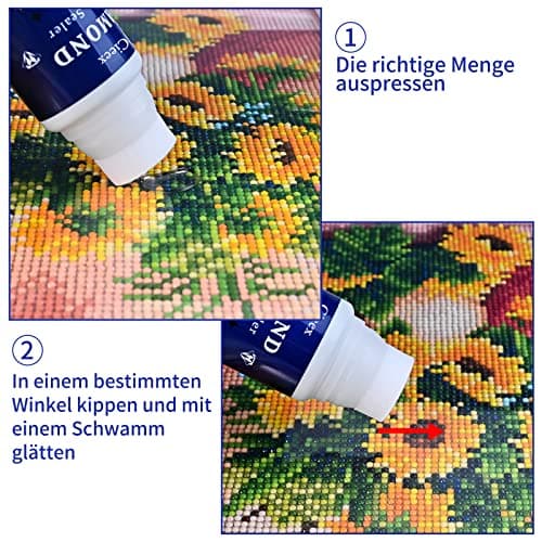 Cieex Colle Diamant Painting – Fixation Permanente et Brillant | Scellant Transparent 240ml Facile à Appliquer avec Embout éponge. Adapté diamond painting adultes, enfants et personnalisés
