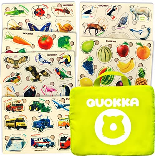 Jouet Puzzle Enfant 1 2 3 4 Ans by QUOKKA - 6 Jeux Montessori en Bois avec Animaux - Bebe Cadeau Educatif pour Garcon et Fille