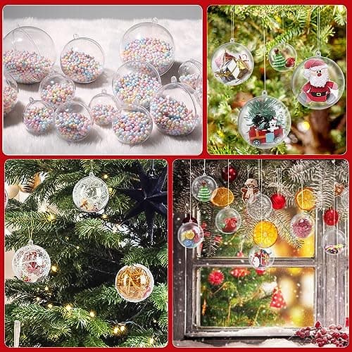 LIMITADA 40 Pcs Boule de Noël Transparente 4/5 cm Boules Transparentes à Remplir en Plastique Boules Transparentes à Garnir Séparables Petite Boule Transparente Sapin pour Décoration Arbre de Noël DIY