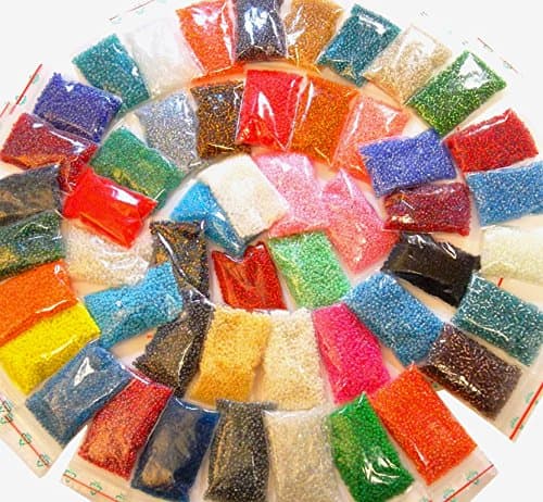 Perlin Lot de 34 000 perles de rocaille 2 mm 50 couleurs 11/0 perles de rocaille AM49