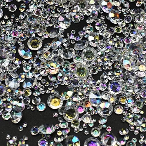 4000 pièces Diamants Acryliques Artificiels 3mm,6mm,10mm Table Décoration Diamants Acryliques pour Décoration Noël Mariage Fête D'anniversaire Table Décoration Mariage (Diamants de couleur AB)