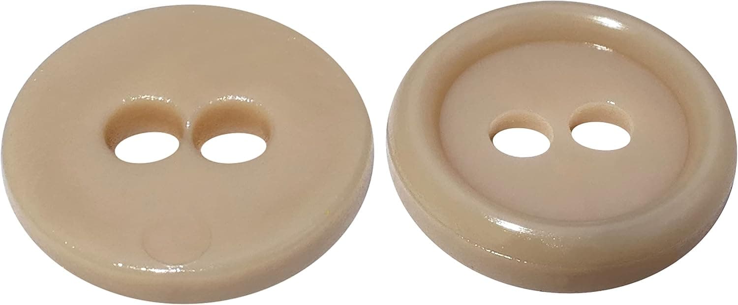 AERZETIX - C56354 - Lot de 100 Boutons à coudre ronds Ø11.5x2.2 mm à 2 trous - diamètre de l'ouverture 2 mm - couleur beige - en plastique - loisir créatif décoration couture mercerie mode