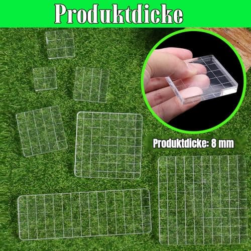 Hosifiy Lot de 7 tampons en acrylique pour tampons en silicone acrylique avec lignes de grille - Bloc acrylique transparent pour scrapbooking, fabrication de cartes, artisanat