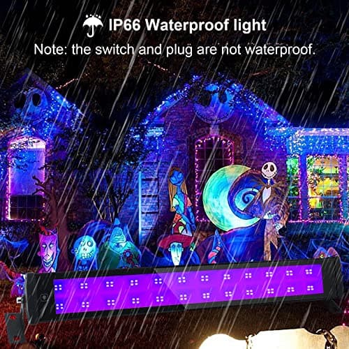 2 Pièces LED UV Lumière,50W lumière Noire de Barre UV Éclairage IP66 Imperméable,Lampe noire à 96 LEDs, Avec Fiche et Interrupteur,Blacklight Eclairage Pour Club Fête Terrasse Noël Scène Peinture Fluo