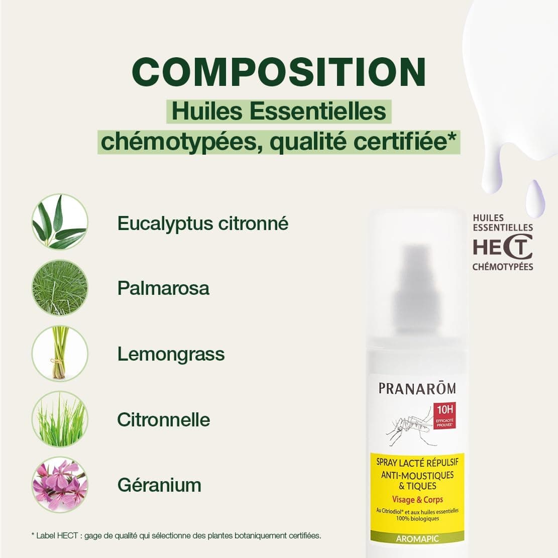 Pranarôm Aromapic Spray Lacté Répulsif Bio 100 ml