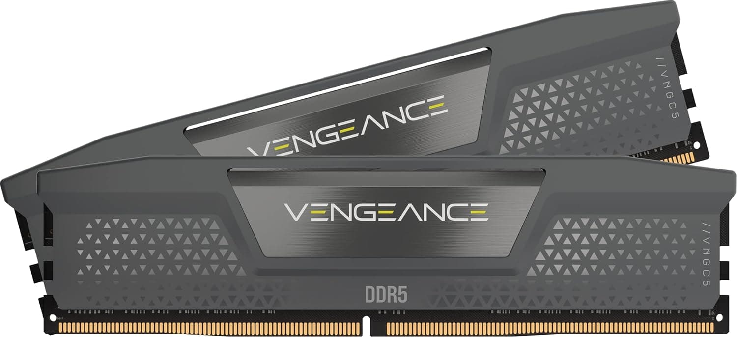 CORSAIR Vengeance DDR5 32Go (2 x 16Go) Jusqu'à 6000MHz AMD Intel RAM | Mémoire pour Ordinateur de Bureau, Compatible AMD EXPO et Intel XMP 3.0, CL38, Gris, CMK32GX5M2B6000Z38