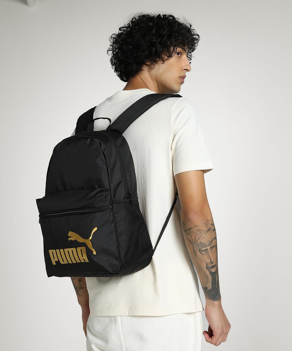 PUMA PUMA PHASE Backpack, Sacs à dos classiques Unisexe, PUMA Black-Gold-No.1 Logo, OSFA - 091164