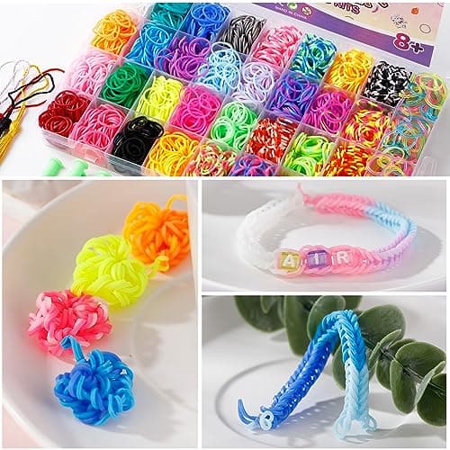 2600+ Elastique Bracelet Kit,36 Bracelets Elastiques en caoutchouc de couleurs différentes,C'est le meilleur choix pour les enfants pour fabriquer des bracelets,des boucles d'oreilles et des colliers